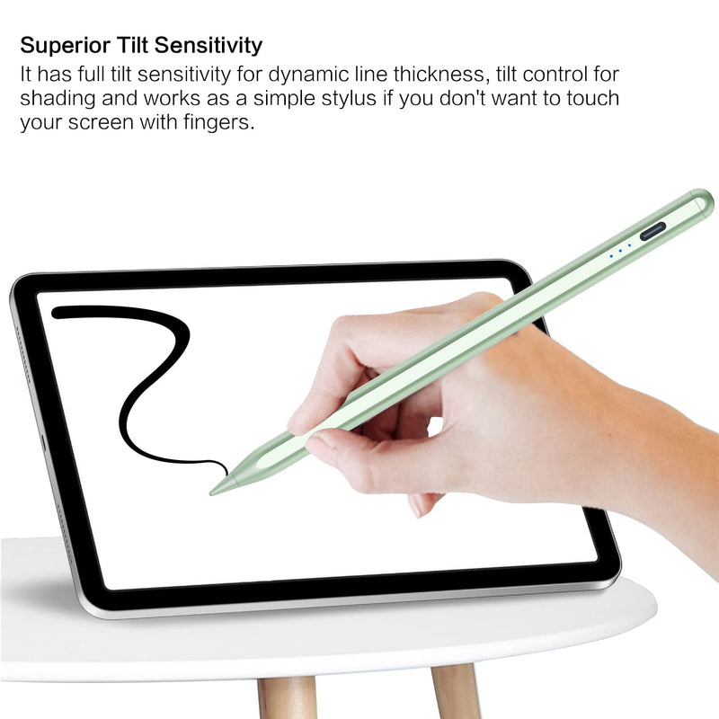 Stylus Pen for iPad, Palm Rejection iPad Pencil for iPad Pro 2021 11/12.9 Inch(2018-2021), iPad 8th Generation, iPad 7/6th, iPad Air 4th/3rd, Upgraded Tilt Sensitivity Magnetic Stylus Pen, Green