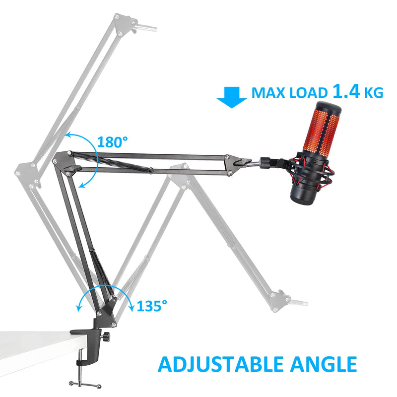 QuadCast Boom Arm Mic Stand, Adjustable Suspension Boom Scissor Arm Stand for HyperX QuadCast, QuadCast S â€“ RGB USB Condenser Microphone by SUNMON