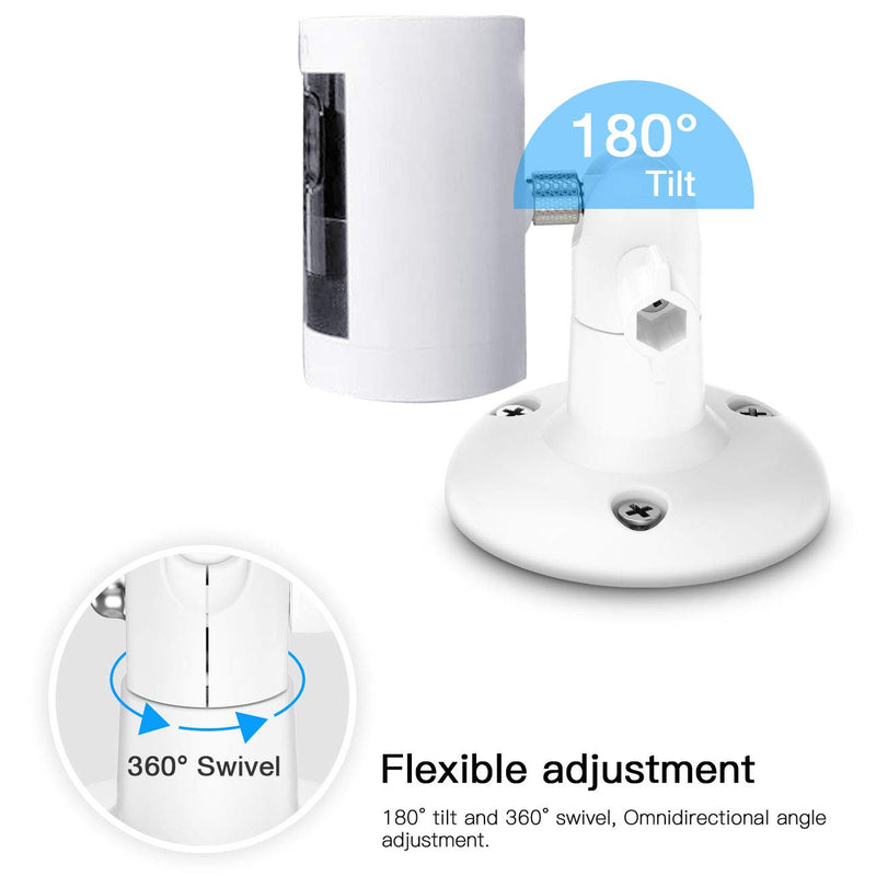 360 Degree Adjustable Mount for Stick Up Cam/Indoor Cam/Battery Cam,TIUIHU Stable Outdoor Ceiling Bracket Mounting Kit for Plug-in HD Security Camera (2-Pack,White) White