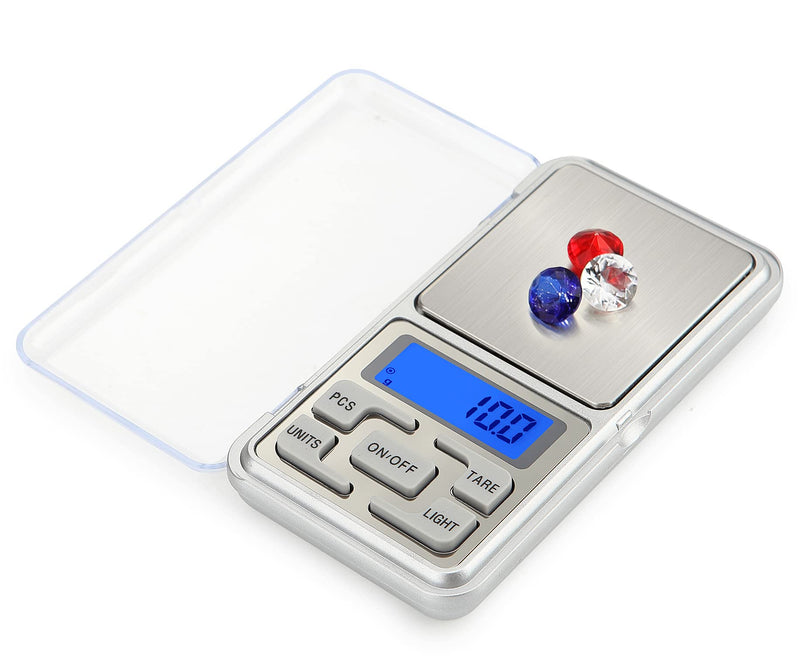 Meichoon Digital Jewelry Scale Milligram Scale Pocket Size High Precision Steelyard 1.1lb/500g (0.01g) Reloading for Jewelry and Gems Small Electronic Scale C32