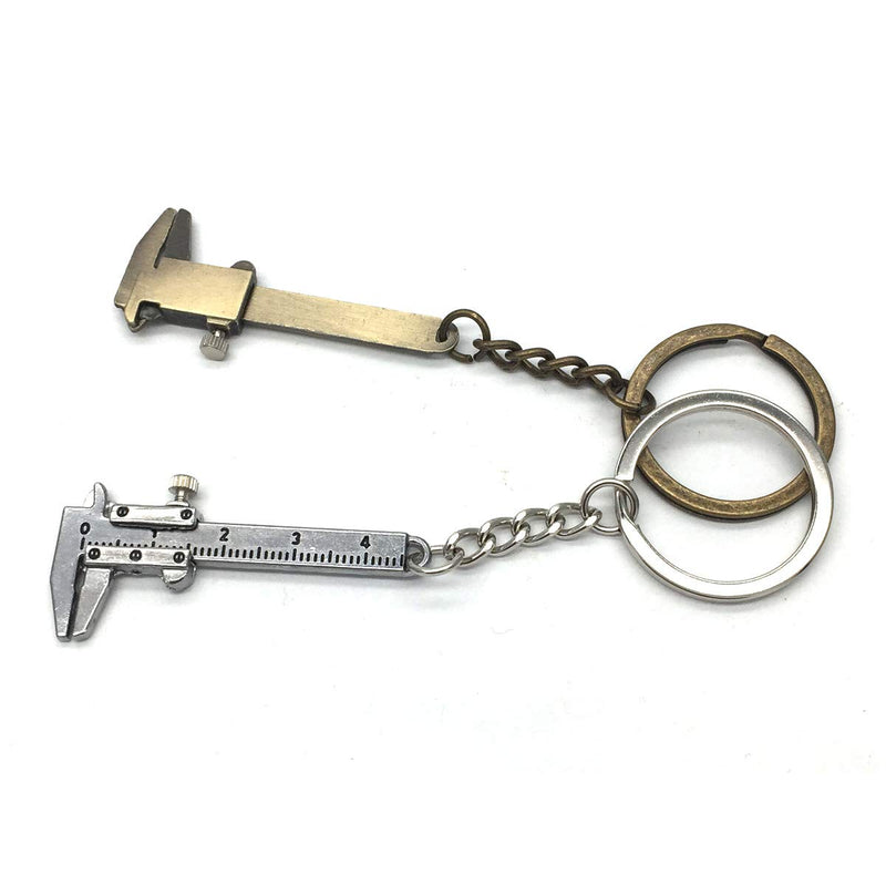 Gold/Silver 40mm Fashion Mini Vernier Caliper Keychain Keyring Alloy, 3D Movable Precision Miniature Pocket Vernier Caliper 2PCS