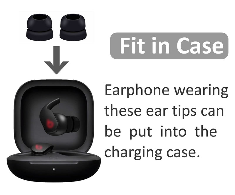 6 Pairs Double Flange Compatible with Beats Fit Pro Ear Tips Buds, S/M/L 3 Size Replacement Noise Reduce Silicone Wing Eartips Earbuds Earplug Fit in Case for Beat Fit Pro - Black