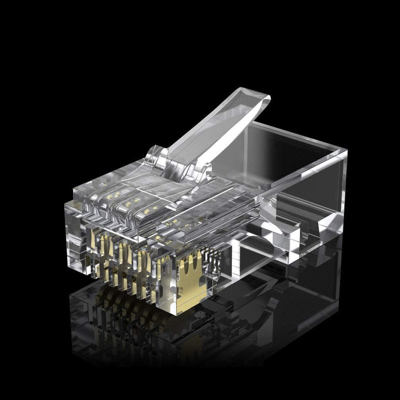 CAT6 RJ-45 UTP Connectors, RJ-45 Crimp Ends 8P8C Network Modular Plugs with Flexible Latch, 100-Pack CAT6
