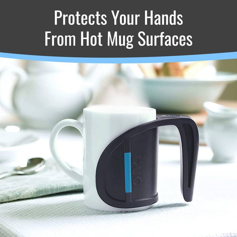 HealthSmart DUO Beverage Grip Handle for Mugs, Glasses and Bottles, Protects Hands from Hot Mug Surfaces, Blue, 0.5 Pound