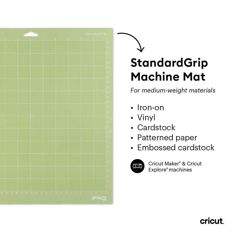 Cricut 3PACK Standardgrip Cutting Mat 12X12 3 Pack AMZ, 12"x12", Green, 3 Count 12"x12"