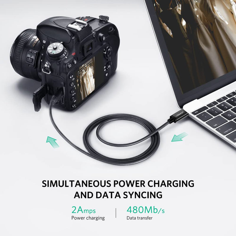 UGREEN Mini USB to USB C Cable 3FT Mini USB to Type C Compatible with Digital Camera MP3 Player GPS Receiver and More Mini B Devices PVP Black 1.0 Meters