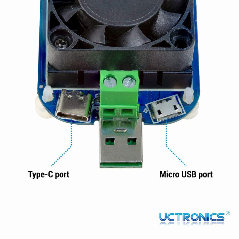 UCTRONICS Electronic USB Load Tester, Adjustable Discharge Resistor Module 35W, Test and Trigger QC2.0 QC3.0 AFC 9V FCP, Intelligent Temperature Control with Cooling Fan