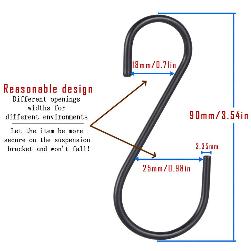 30 Pack Black S Hooks,Heavy Duty Metal Hooks Can with Stand up to 33 pounds.for Kitchen,Office,Garden or Outdoor Activities