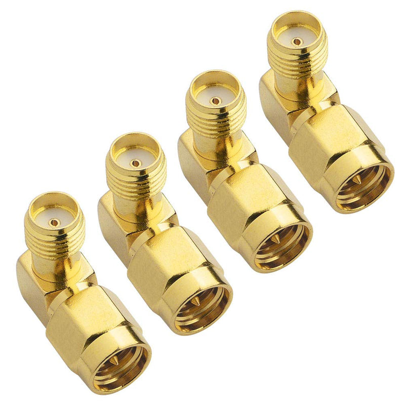 onelinkmore SMA Male to Female Right Angle 90-Degree Adapter Gold Plated Contacts Pack of 4â€¦ 90 Degree