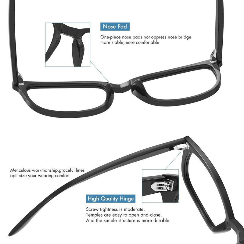MEETSUN Blue Light Blocking Glasses, Anti Eye Strain Headache (Sleep Better),Computer Glasses UV400 Transparent Lens 2 Pack Black +Leopard Lens 53 Millimeters