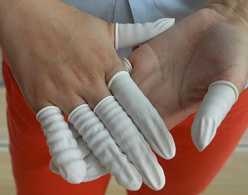 Nicedmm 200 Pcs Disposable Latex White Finger Cots - Tattoo Beauty Nail Anti-Static Finger Protector