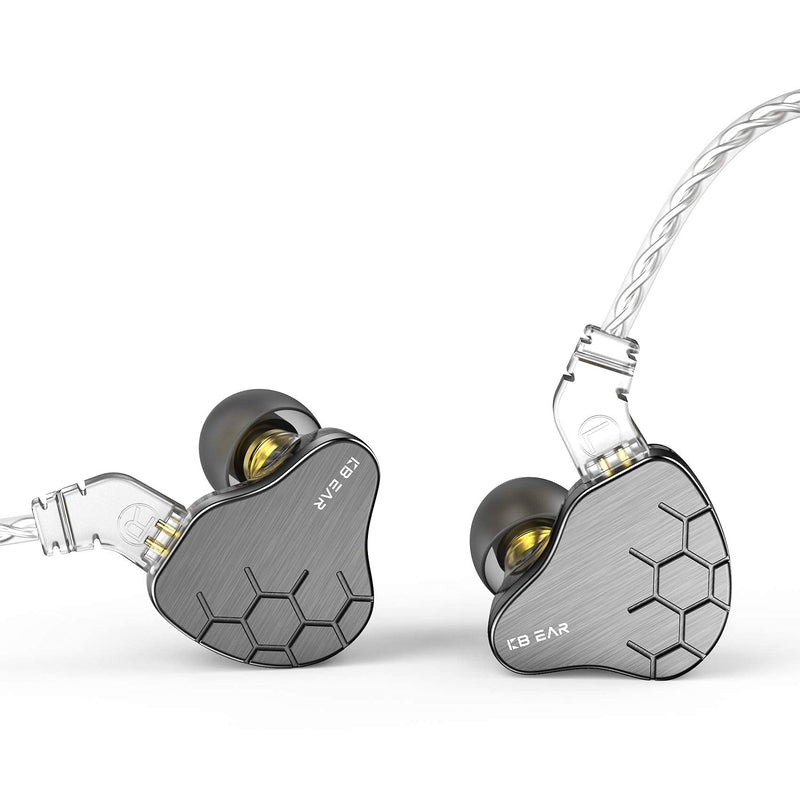 KBEAR Lark in Ear Headphone 1BA 1DD, KINBOOFI Musician HiFi IEM in Ear Monitor with 2 pin Cable for Musician Church (Lark Gray, No Mic)… No Microphone Grey