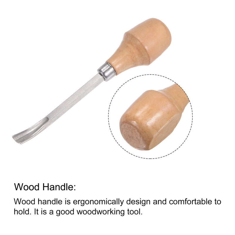 uxcell Wood Chisels, 10mm Chrome Plated 45# Carbon Steel Curved Half-round Tip Carving Woodworking Tool 130mm (5-Inch) Length with Wood Handle, 2pcs