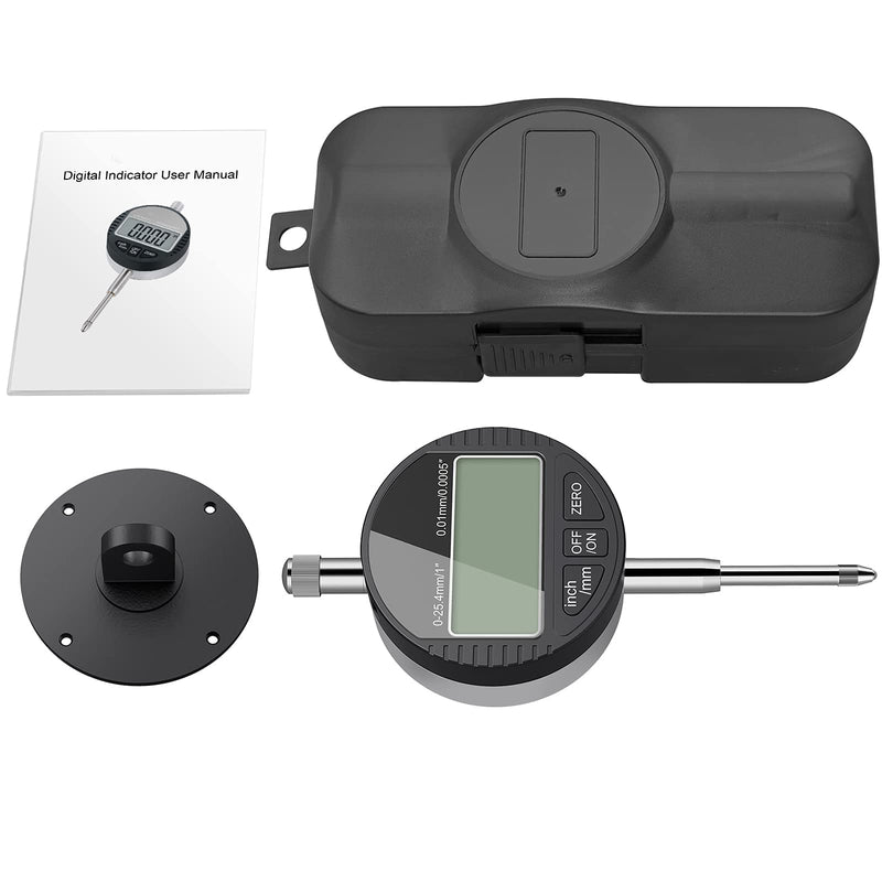 AUTOUTLET Digital Dial Gauge 0.01/0.0005'', Digital Dial Gauge Gauge 0-25.4mm/1'' Measuring Range, with LCD Display, Digital Indicator Gauge Dial Test Indicators for Laboratory Workshop etc. (Black) Black 0-25.4mm/1''( 0.01mm/0.0005'')