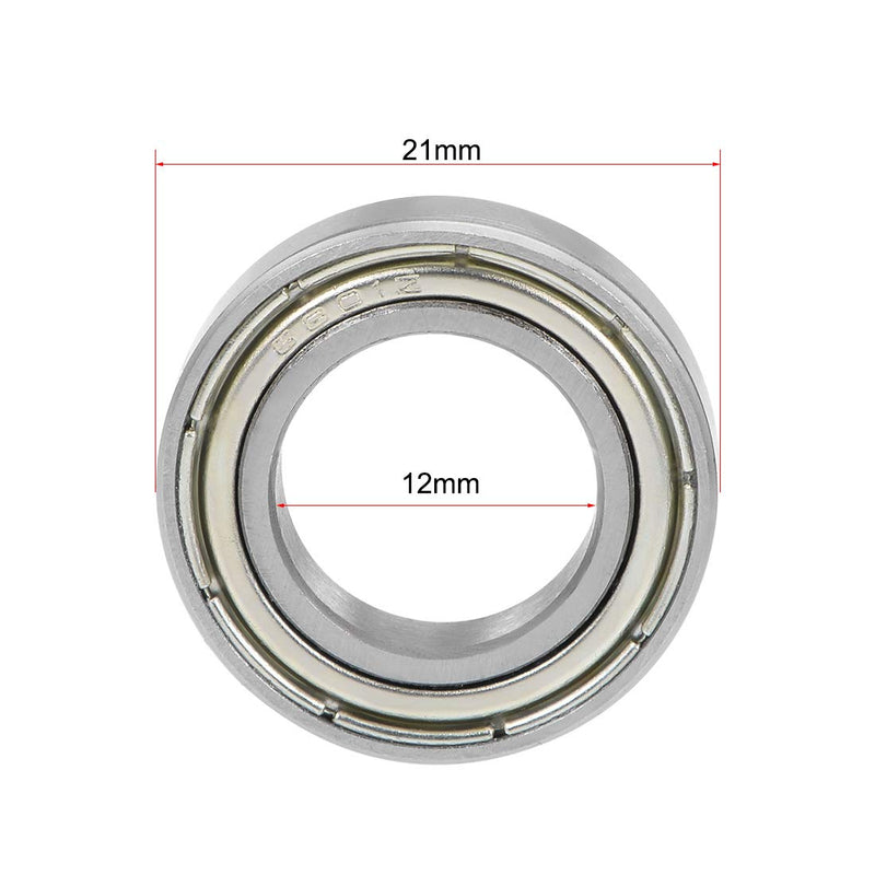 uxcell 6801ZZ Deep Groove Ball Bearing 12x21x5mm Double Shielded Chrome Steel Bearings 2-Pack