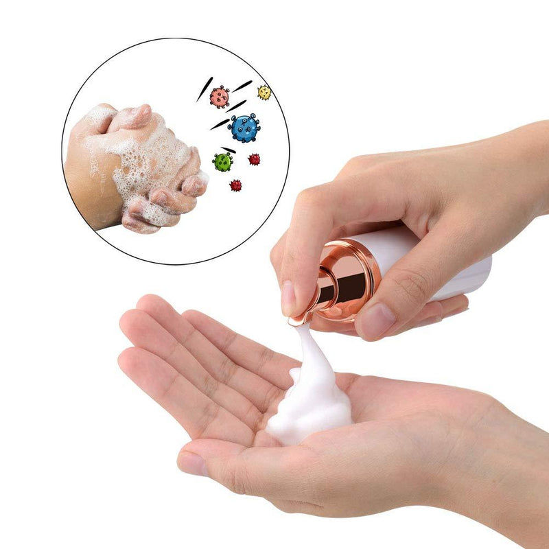 Lil Ray 1.7Oz Foam Bottle with Rose Gold Pump (6PCS).Empty Travel Foaming Dispensers for Soap,Shampoo (50ml,White) 6 PCS White&rose Gold