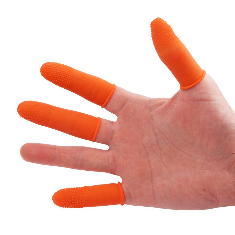 COOSKIN Latex Finger Cots Reusable Rubber Fingertips Protective Glove Heavy Duty Industrial Grade Finger Cots (Pack of 100) (Small) 100 Count (Pack of 1)