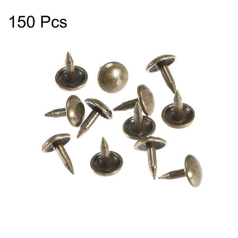 uxcell Upholstery Nails Tacks 6mm Dia 8mm Height Antique Round Thumb Push Pins Bronze Tone for Furniture Sofa Headboards, 150 Pcs 6mm x 8mm