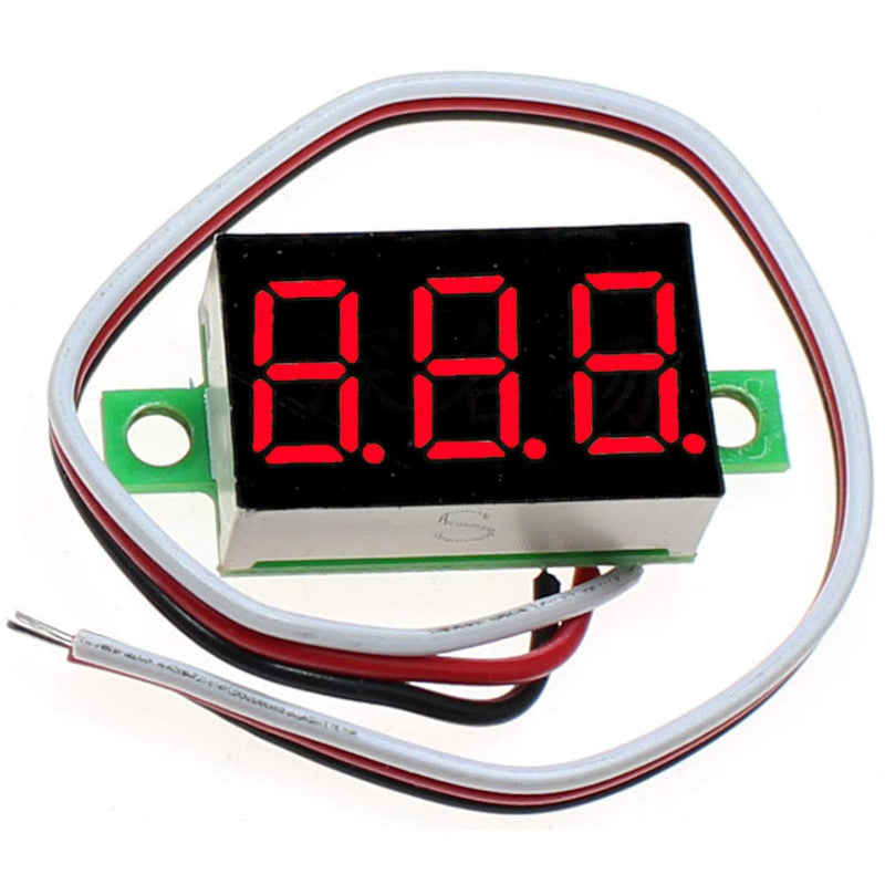 (5 Pack) JacobsParts DC 0-30V 3-Wire Voltmeter 3-Digit LED Display Panel Volt Meter Digital Voltage Tester (Red) Red