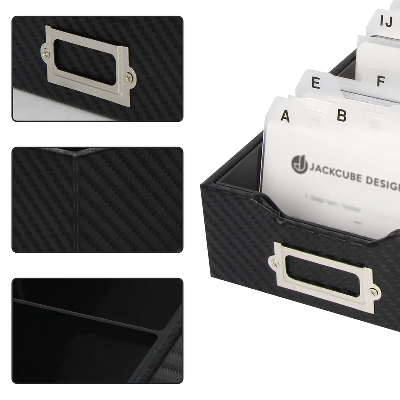 JackCubeDesign Carbon Fiber Business Card Organizer Coupon Holder Name Card Organizer Name Card Holder with Removable Divider for Desk(4.29 x 1.76 x 9.75 inches)- :MK171