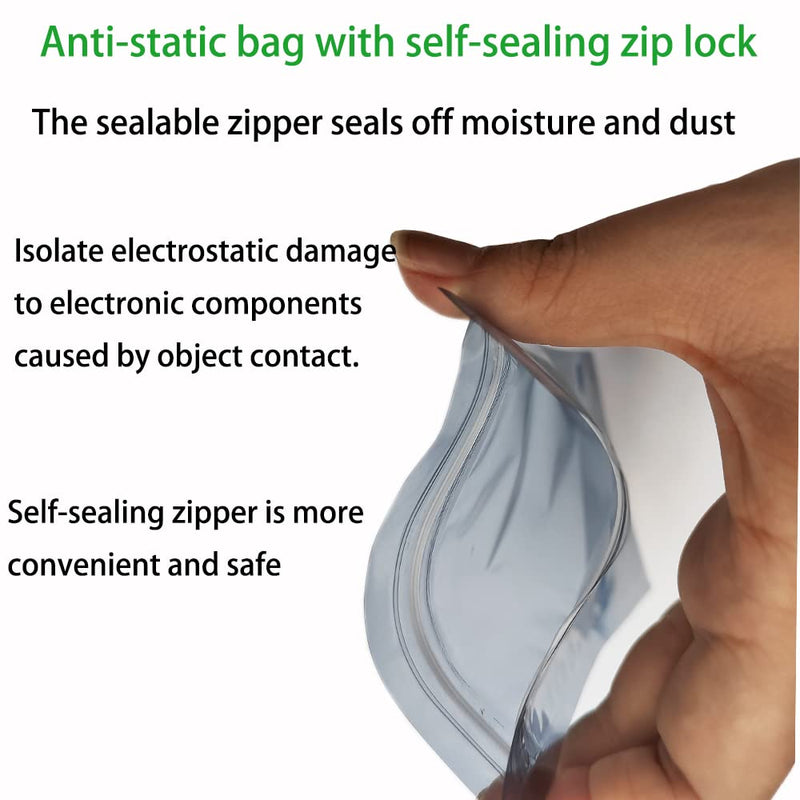 Mantianstar 100pcs Antistatic Bags 3.93x5.9in/10x15cm, Resealable ESD Bag, Suitable for CPU SSD Hard Disk and Various Electronic Devices 100pcs 3.93x5.9in/10x15cm