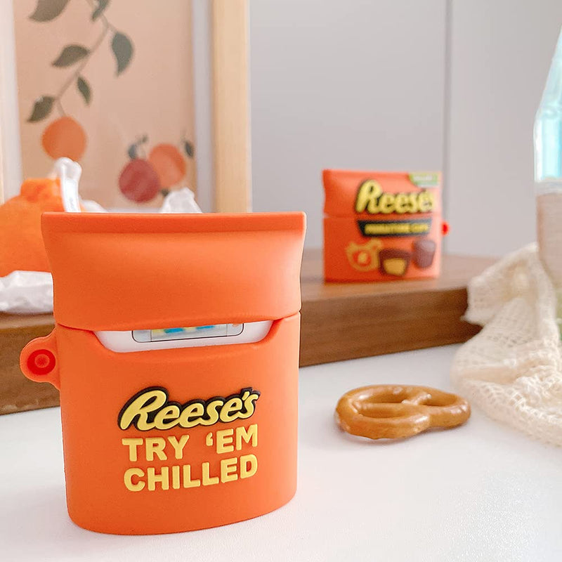 Cute and Interesting,Silicone Airpod Case Covers with Keychain,Compatible with Airpods 1&2 Case,More Attractive airpod case (Rs) Reeses