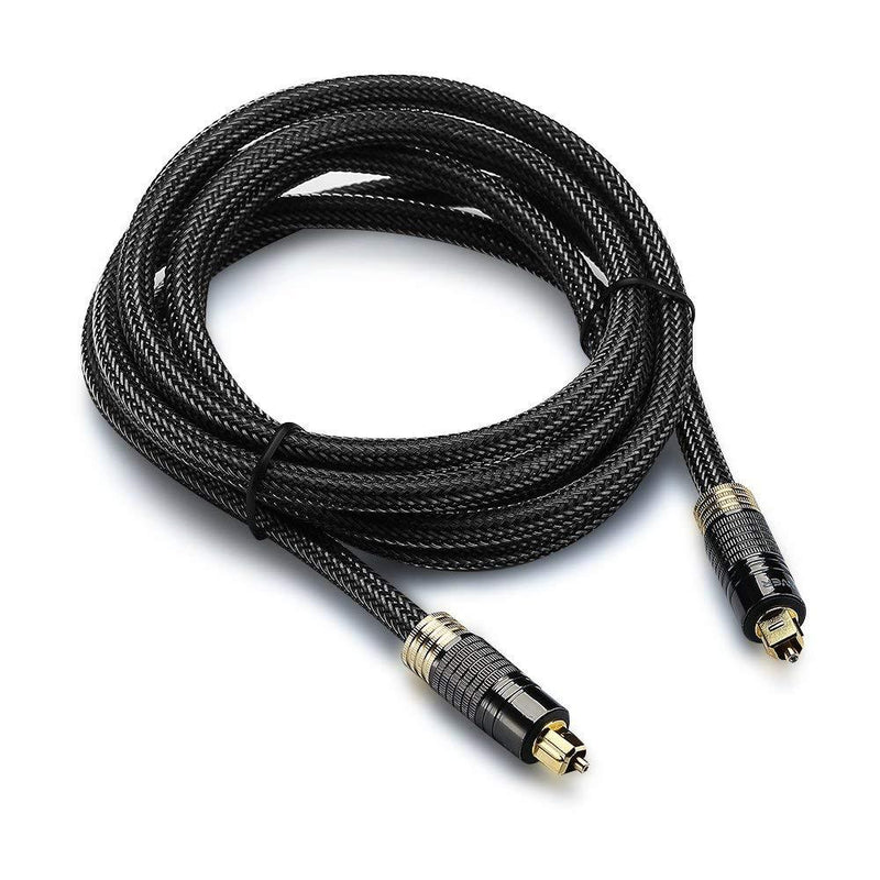 FosPower (3 Feet) 24K Gold Plated Toslink Digital Optical Audio Cable (S/PDIF) - [Zero RFI & EMI Interference] Metal Connectors & Ultra Durable Nylon Braided Jacket 03 FT / 91 CM