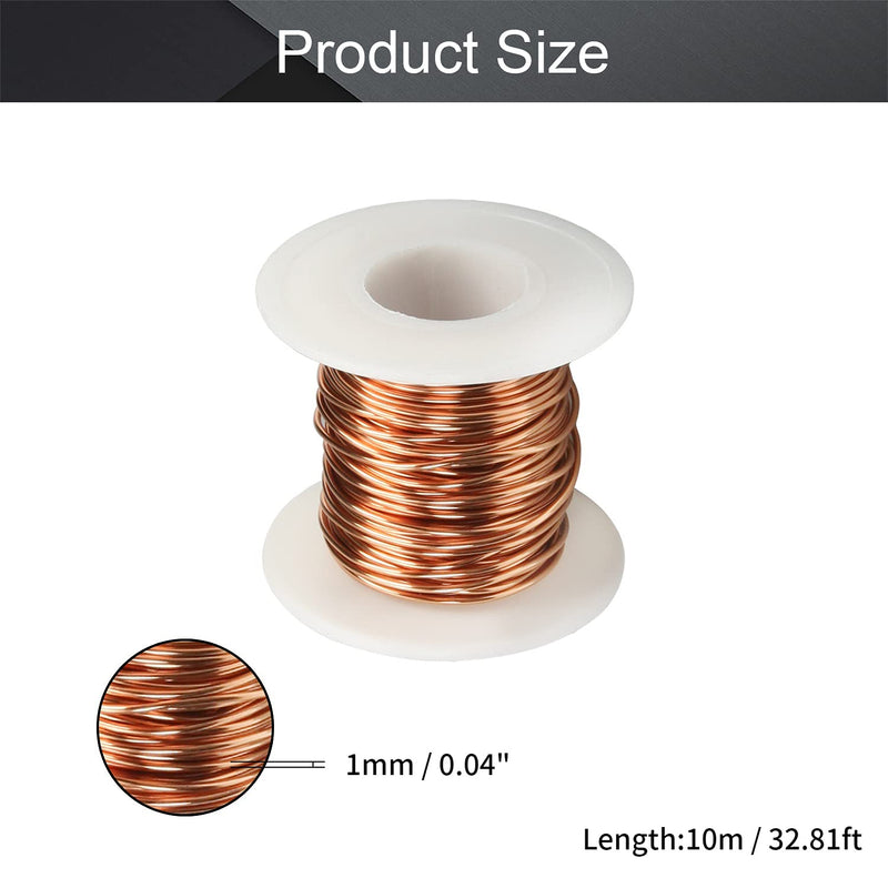 Fielect 1mm Inner Dia Magnet Wire Enameled Copper Wire Winding Coil 32.8Ft Length QA-1-155 2UEW Model Widely Used for A Variety of Motors 1.00mm Inner Dia 32Ft Length