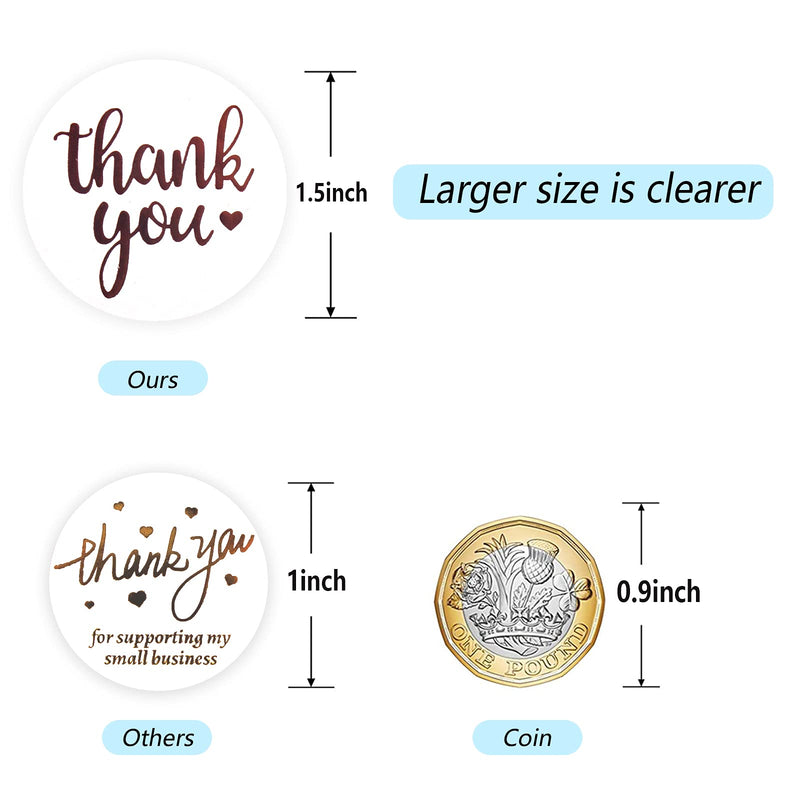 Hion Thank You Stickers Small Business 1.5 Inch for Envelope Label Stickers Wedding Gift Packaging Shipping Bags Baking Packaging Handmade Goods Business Greeting Cards 500 Lables Per Roll Love