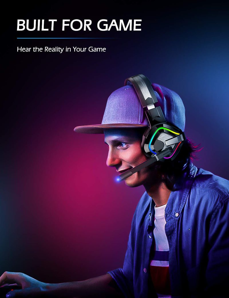 ZIUMIER Gaming Headset PS4 Headset, Xbox One Headset with Noise Canceling Mic and RGB Light, PC Headset with Stereo Surround Sound, Over-Ear Headphones for PC, PS4, PS5, Xbox One, Laptop Blue