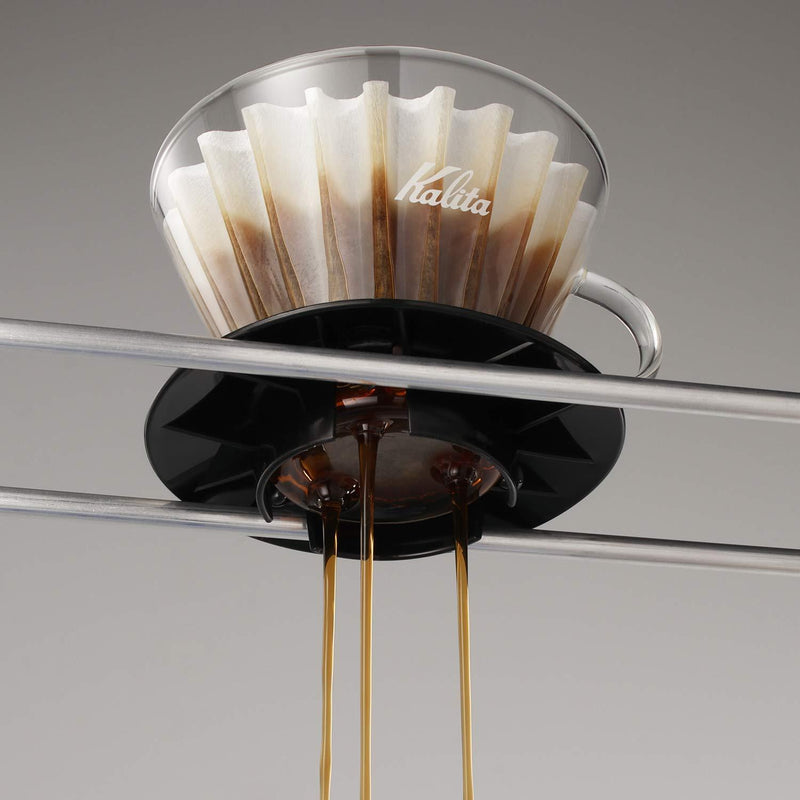 Kalita Wave Pour Over Coffee Dripper, Size 185, Makes 16-26oz, Single Cup Maker, Heat-Resistant Glass, Patented & Portable