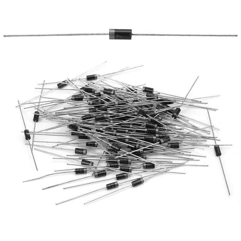 Diode, rectifier diode, 100 pieces 1N4007 1000V 1A high voltage rectifier diode rectifier diodes electronic diodes for industrial circuit connection control circuit