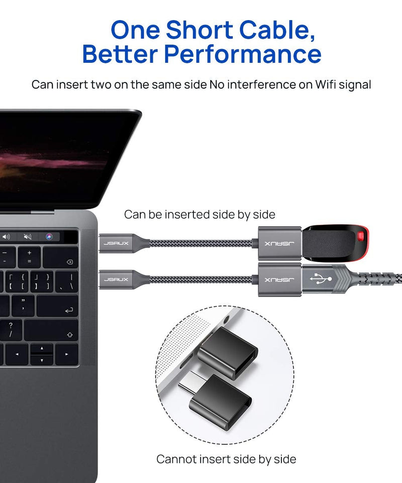 USB C to USB Adapter [2 Pack], JSAUX USB Type C Male to USB 3.0 Female OTG Cable Thunderbolt3 to USB Adapter Compatible with MacBook Pro/Air 2019 2018 2017, Samsung Galaxy S20 S20+ Ultra Note 10 S9 S8 Grey