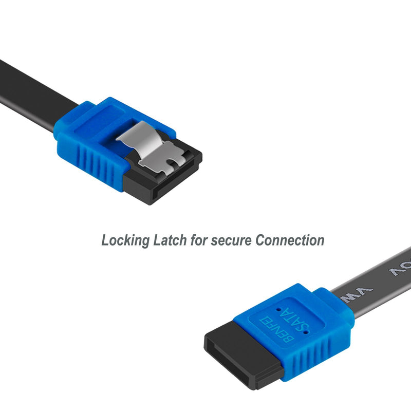 BENFEI SATA Cable III, 12 Pack SATA Cable III 6Gbps Straight HDD SDD Data Cable with Locking Latch 18 Inch Compatible for SATA HDD, SSD, CD Driver, CD Writer