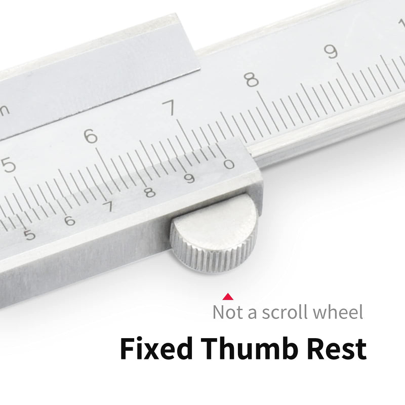 Calipers Tools Mono-Block Vernier Caliper, Thickened Stainless Steel 0-6"Inch/Metric 0-6" Range +/-0.02 Accuracy 0.02/0.001" Resolution Slide Calliper Rule Depth Gauges DRINYOUNG 0-6‘’