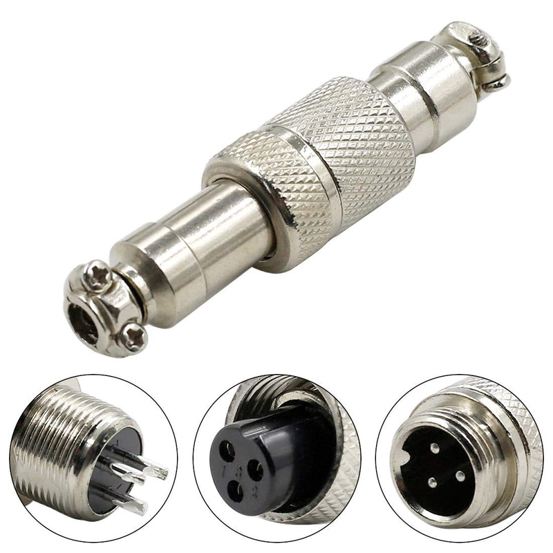 Hxchen 3Pin 12mm Waterproof Female/Male Wire Panel Power Chassis Metal Fittings Aviation Connector GX12-3P - (2 Sets)