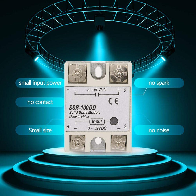 Keenso SSR-100DD 3-32VDC to 24-380VAC 100A Output Current DC Control Solid State Relay SSR Module for Industrial Automation Processes