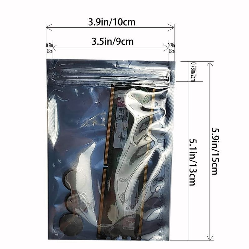 Mantianstar 100pcs Antistatic Bags 3.93x5.9in/10x15cm, Resealable ESD Bag, Suitable for CPU SSD Hard Disk and Various Electronic Devices 100pcs 3.93x5.9in/10x15cm