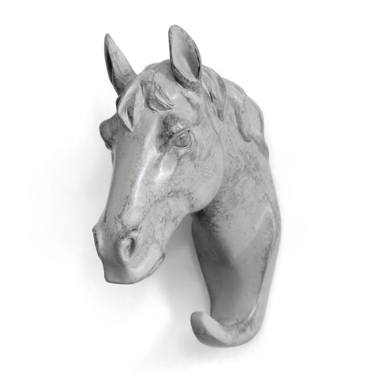 HERNGEE Horse Head Single Wall Hook / Hanger Animal Shaped Coat Hat Hook Heavy Duty, Rustic, Decorative Gift , Grey Gray