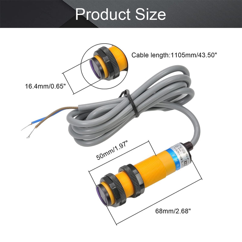 Fielect Photoelectric Sensors Diffuse Reflection Photoelectric Sensor Switch 300MA Detection Distance 30cm 2 Wire E3F-DS10Y1 1pcs Models : E3F-DS10Y1