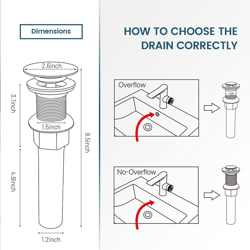 REGALMIX Antique Brass Pop UP Drain, Bathroom Vessel Lavatory Vanity Faucet Sink Stopper, Built-In Anti-Clogging Strainer, Fits Standard American Drain Hole(1-1/2" to 1-3/4")without Overflow, RWF082S