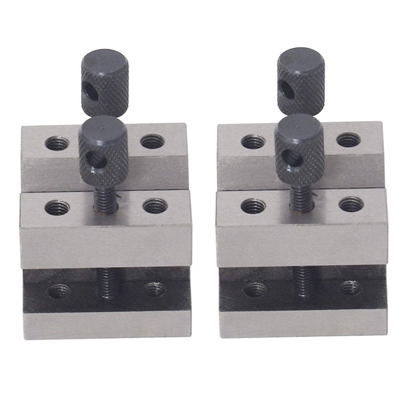 findmall V Block with Clamp Set Hardened Steel 90 Degree Angle Precision V Block Set 1-3/8 x 1-3/8 x 1-3/16 Multi-use Gauge Gage Machinist Tool with Wooden Case