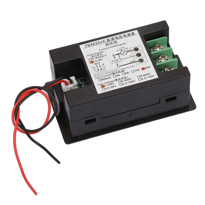 Ampere Meter, YB4835VA DC0~100V 20A Dual Display Integrated Voltage Ampere Meter Used to Monitor the Voltage of the Battery