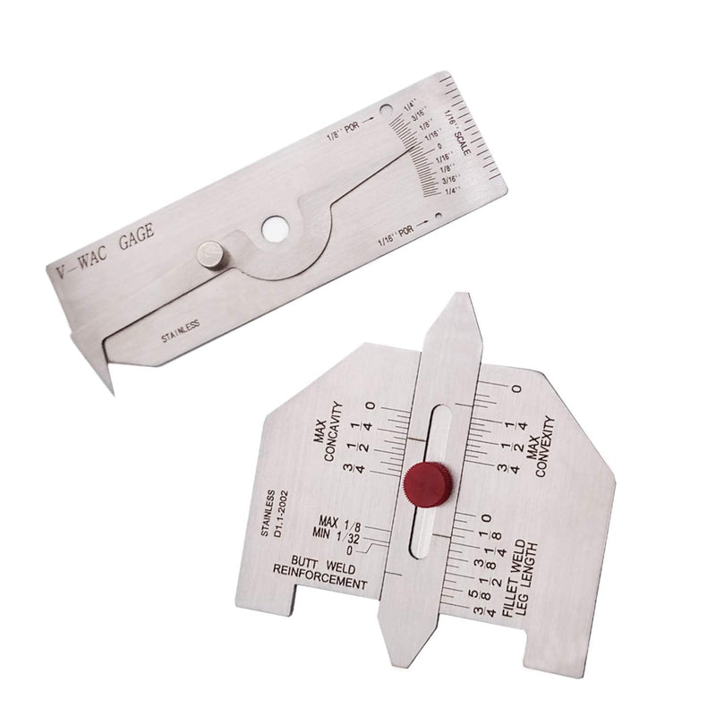 Necygoo Weld Gauge Set 0-1/4'' Porosity Undercuts Checking Gauge with 0-3/4'' Convexity Concavity Welding Gauge Stainless Steel Imperial Measurement for Welding Inspection inch