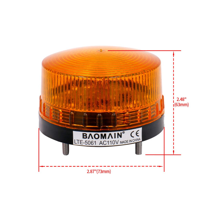 Baomain Industrial Signal Round Yellow Warning Light Strobe Warning lamp LTE-5061 AC 110V