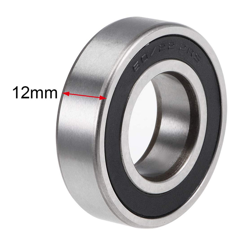 uxcell 60/22-2RS Deep Groove Ball Bearings Z2 22mm x 44mm x 12mm Double Sealed Chrome Steel 2pcs