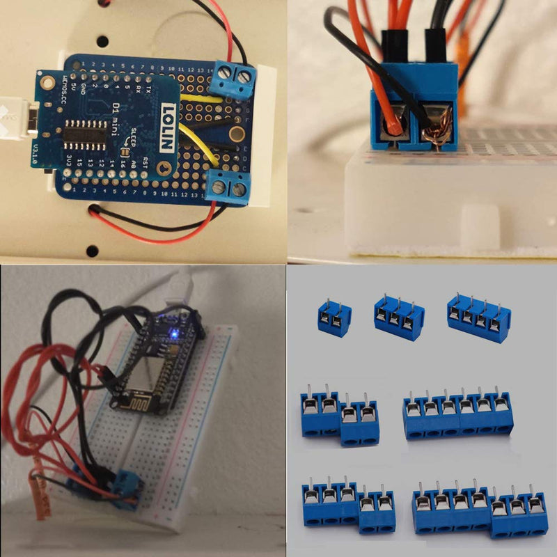 Greluma 100pcs 5mm Pitch 2 Pin&3 Pin&4 Pin PCB Screw Terminal Block 300V 16A,Blue(85x2 Pin,10x3 Pin,5x4 Pin) 100 2/3/4 Pin