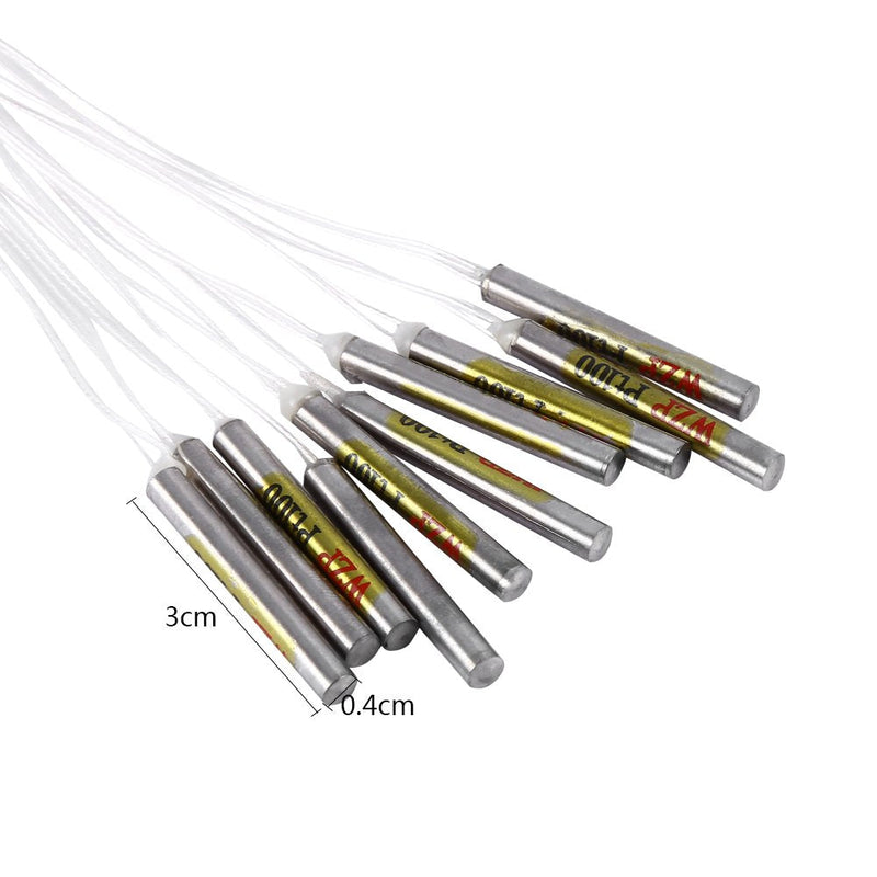 10Pcs PT100 Platinum Resister Temperature Sensor Waterproof Probe﹣20℃ to 250℃