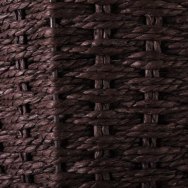 Round Wicker Waste Paper Bin and Basket, Rubbish Basket for Bedroom, Bathroom, Offices or Home (Brown) Brown