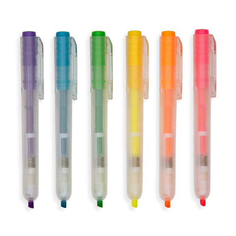 Neon Click Retractable Highlighters, Set of 6- Scented Neon Click Retractable Highlighters